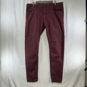 Mavi James Skinny Jeans Mens 38x34 Burgundy‎ Maroon Tapered Leg Stretch Pants